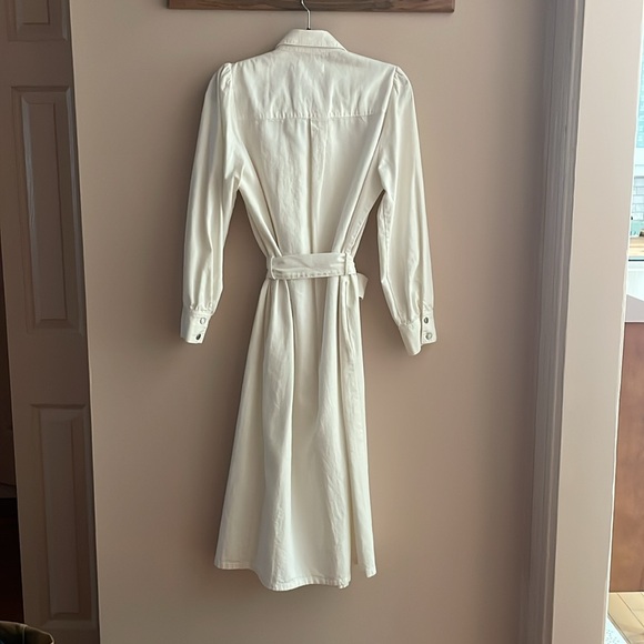 Zara Long Sleeve Denim Midi Shirt Dress with Button Front and Tie - Picture 2 of 4